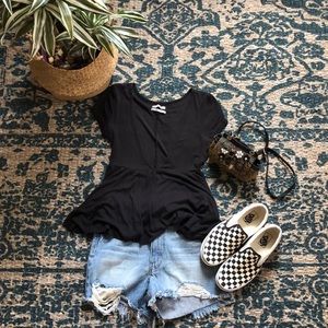 Black v neck babydoll t shirt